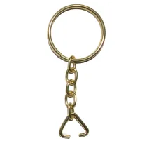 Anahtarlık Halkası, Halka + Zincir + Üçgen, 24mm, Altın, Sarı, 1000 Adet