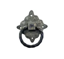 Antika Tarz Dekoratif Pirinç Mobilya Kulbu, Kapı Kilit Halkası - 94x97 mm, Büyük, Oksit