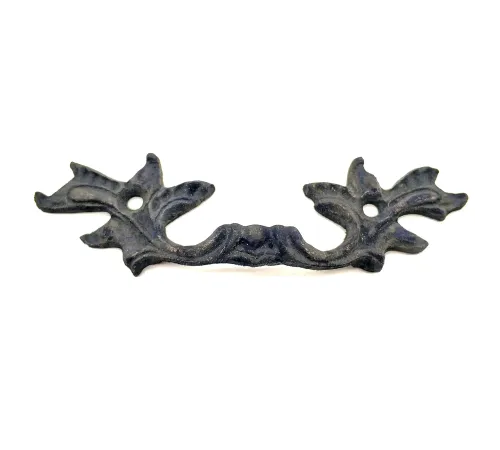 Antika Tarz Dekoratif Pirinç Çiçek Kapı Kulbu - 30x110 mm, Oksit