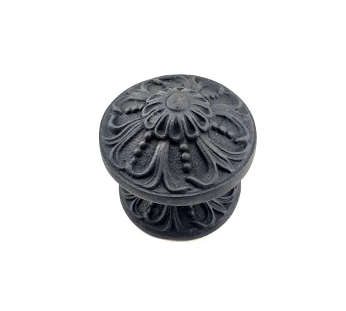 Antika Tarz Dekoratif Pirinç Çiçekli Kapı Tokmağı - 80 mm Çap, Oksit