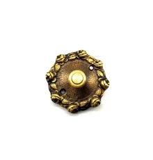 Antika Tarz Dekoratif Pirinç Güllü Kapı Zili - 75mm, Antik