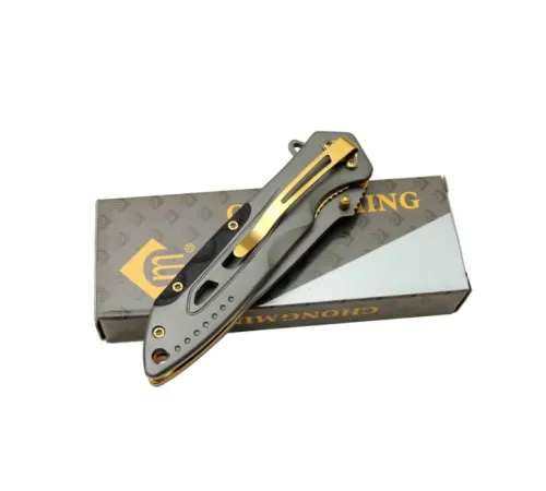 Chongming CM84 Çakı Titanyum Gold 20 cm Manuel, Kemerlikli Chongming CM84 Çakı Titanyum Gold 20 cm Manuel, Kemerlikli