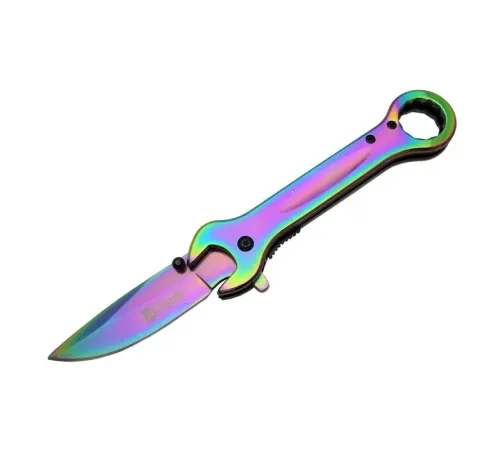 Columbia 8000A Anahtar Görünümlü Renkli Kamp Çakı 19 cm - Otomatik, Metal Sap