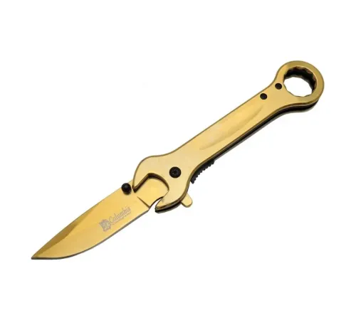Columbia 8000C Anahtar Görünümlü Gold Kamp Çakı 19 cm - Otomatik, Metal Sap