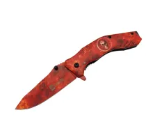 Columbia Skeleton 7000B Kamp Çakı 20 cm - Kırmızı İskelet Desenli, Otomatik