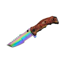 Columbia Tanto FST 3039 A Tırtıklı Gökkuşağı Kamp Çakı 23 cm - G10 Sap, Yarı Otomatik