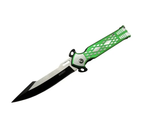 Lanmark Y18C Yeşil İnce Kamp Çakı 20 cm - Manuel, Kemerlikli, Plastik Desenli Sap