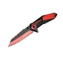 Mtech 4173 Kırmızı Kamp Çakı 21cm - Yarı Otomatik, Kemerlikli, Testere Detaylı