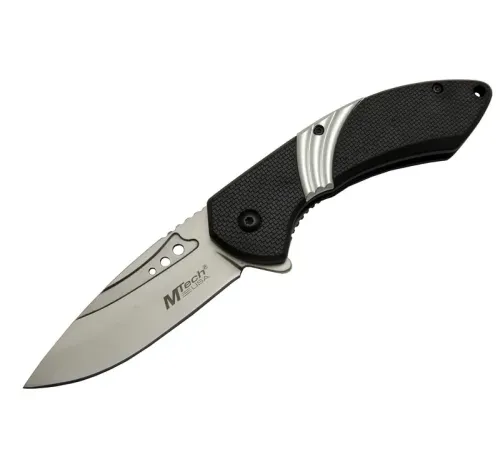 Mtech 4214 Beyaz Kamp Çakı 20cm- Yarı Otomatik, Kemerlikli, Oluklu