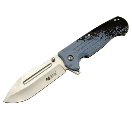 Mtech 4281 Mavi Kamp Çakı 21cm - Yarı Otomatik, Kemerlikli, Oluklu