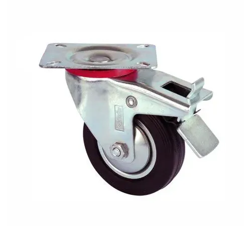 Servis Tekeri - Tablalı Frenli Siyah Döner - Çap 80 mm Servis Tekeri - Tablalı Frenli Siyah Döner - Çap 80 mm