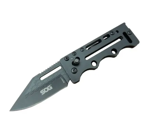 SOG AC77BK Siyah Yaprak Kamp Çakı 15 cm - Metal Sap, Kılıflı