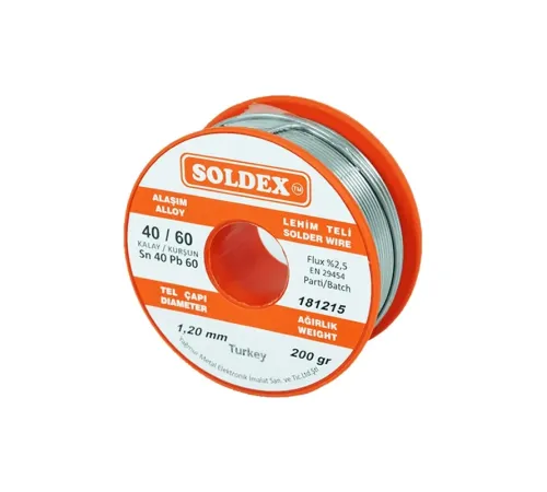 Soldex 40-60 Lehim Teli 200 Gr 1.2 mm - Sn:40 / Pb:60