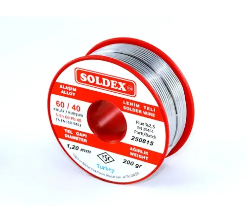 Soldex 60-40 Lehim Teli 200 Gr 1,2 mm - Sn:60 / Pb:40