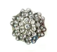 Taşlı Yuvarlak Broş, Sandık Süsü 4,5 cm - Nikel, 1 Adet