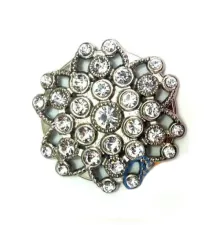 Taşlı Yuvarlak Broş, Sandık Süsü 4,5 cm - Nikel, 1 Adet