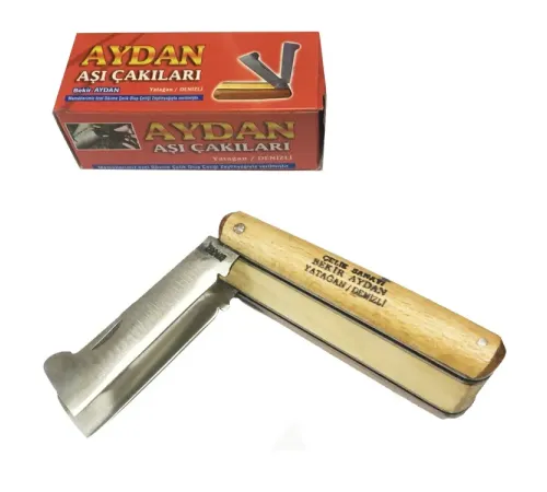 Yatağan İkili Ceviz Aşı Çakı, Bıçağı - Ahşap Saplı Yatağan İkili Ceviz Aşı Çakı, Bıçağı - Ahşap Saplı