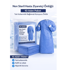 Non Steril Hasta Ziyaretçi Önlüğü 10 Adet – Tek Kullanımlık Bağlamalı Koruyucu Önlük