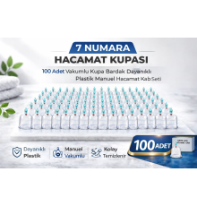 7 Numara Hacamat Kupası 100 Adet Vakumlu Kupa Bardak Dayanıklı Plastik Manuel Hacamat Kabı Seti