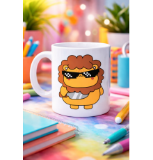 Havalı Aslan Figürlü Porselen Kupa MODEL 94 – Eğlenceli Tasarım Ofis & Ev İçin Özel Kupa