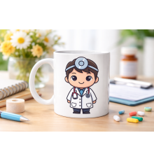 Sevimli Doktor Tasarımlı Porselen Kupa MODEL 167 – Doktor Hediyesi Kahve Kupası – Sağlık Çalışanı ve Tıp Temalı Hediye Kupa