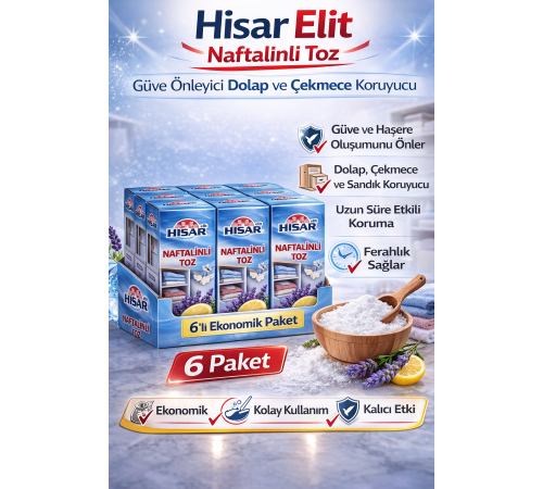 Hisar Elit Naftalinli Toz Güve Önleyici Dolap ve Çekmece Koruyucu 6 Adet