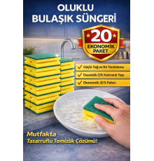 Oluklu Bulaşık Süngeri 5'li 4 Paket Güçlü Yağ ve Kir Temizleyici Çift Katmanlı Dayanıklı Mutfak Temizlik Süngeri Ekonomik Paket