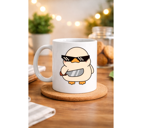 “Deal With It” Havalı Ördek Tasarımlı Porselen Kupa MODEL 80 – Eğlenceli, Mizahi & Hediyelik Kahve Kupası