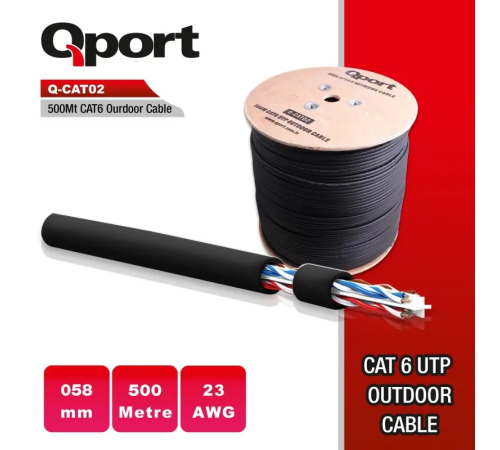 QPORT Q-CATO2 CAT6 23 AWG UTP 500M OUTDOOR KABLO