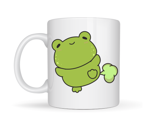 Mutlu Kurbağa Tasarımlı Porselen Kupa MODEL 91 – Eğlenceli, Tatlı ve Neşe Dolu Kahve Kupası