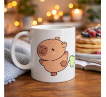 Sevimli Kapibara Desenli Porselen Kupa MODEL 96 CAPYBARA – Neşeli Tasarım, Kahve & Çay Kupası, Hediyelik Porselen Bardak
