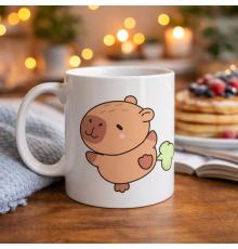 Sevimli Kapibara Desenli Porselen Kupa MODEL 96 CAPYBARA – Neşeli Tasarım, Kahve & Çay Kupası, Hediyelik Porselen Bardak