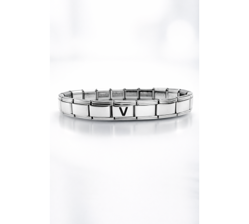Kişiye Özel V Harfli Çelik Bileklik – Paslanmaz Çelik Bileklik, Zarif Minimal Harf Bileklik