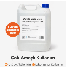 Distile Su 5 Litre Saflaştırılmış Deiyonize Saf Su Çok Amaçlı Kullanım 1 ADET