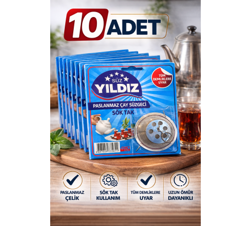 10 Adet Paslanmaz Çelik Çaydanlık Demlik Süzgeci Sök Tak Çay Süzgeci Tüm Demliklere Uyumlu Çaydanlık Filtresi