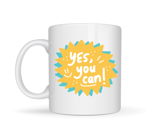 Yes You Can Motivasyon Kupası MODEL 131 , Pozitif Mesajlı Porselen Kupa , İlham Veren Tasarım , Ofis & Hediye Kupası