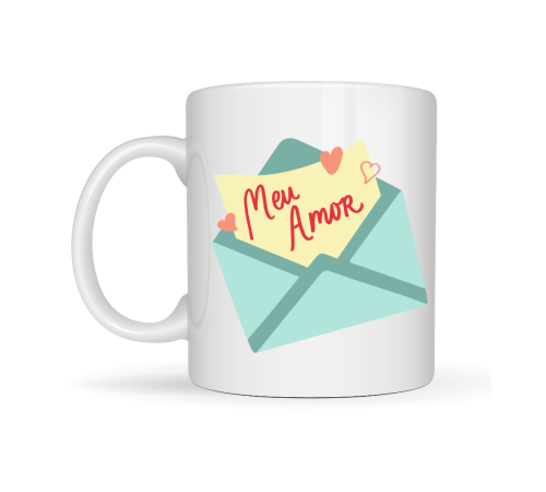 Meu Amor Tasarımlı Porselen Kupa Model 11 - Romantik Kalp Desenli Sevgili Kupası - Özel Tasarım Kahve & Çay Kupası