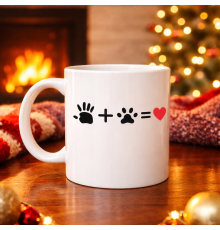 El ve Pati Figürlü Sevgi Temalı Porselen Kupa MODEL 76 – Hayvanseverlere Özel Anlamlı Tasarım, Kahve & Çay Kupası