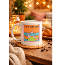 Chill With You Tasarımlı Porselen Kupa – Model 35 - Sıcacık Anlar İçin Özel Tasarım Kahve Kupası