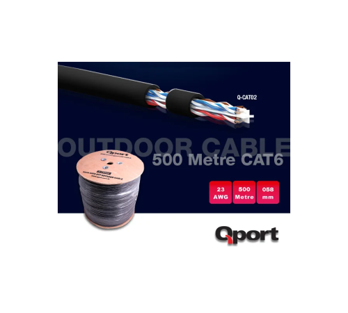QPORT Q-CATO2 CAT6 23 AWG UTP 500M OUTDOOR KABLO