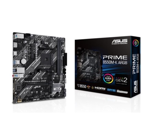ASUS PRIME B550M-K ARGB DDR4 5100MHZ 1XHDMI 1XDP 2XM.2 USB 3.2 MATX AM4 (AMD AM4 5000/4000 G/3000 SERİSİ İLE UYUMLU)