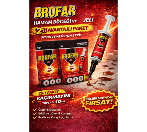 Brofar Jel Hamam Böceği ve Karınca Jeli 5 gr Etkili Haşere İlacı Ev İçi Kullanım 2 Adet