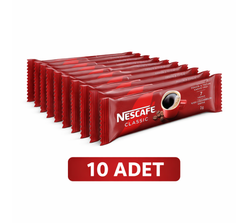 Kahve Classic 2 Gr 10 Adet Tek İçimlik Stick Çözünebilir Granül Kahve Paket