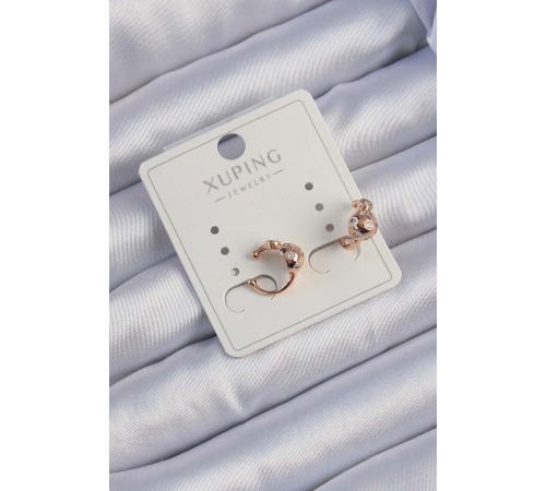 Xuping Rose Renk Zirkon Taşlı Bombeli Topçuk Earcuff Küpe