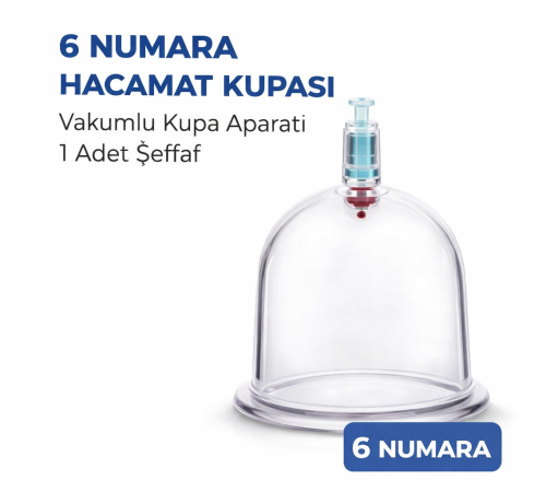 6 Numara Hacamat Kupası 1 Adet Vakumlu Kupa Bardak Dayanıklı Plastik Manuel Hacamat Kabı