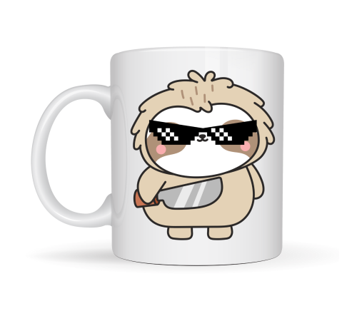 Cool Tembel Hayvan Tasarımlı Porselen Kupa MODEL 85 – Havalı, Eğlenceli ve Karizmatik Kahve Kupası