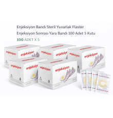 Enjeksiyon Bandı Steril Yuvarlak Flaster Enjeksiyon Sonrası Yara Bandı 100’lü 5 Kutu