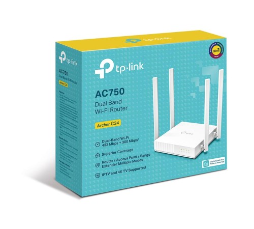 TP-LINK ARCHER C24 AC750 KABLOSUZ DUAL BAND ROUTER