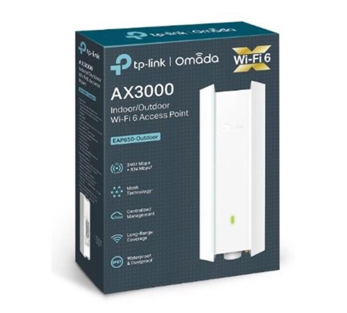 TP-LINK OMADA EAP650-OUTDOOR AX3000 DUAL BAND WIFI6 1XGBIT RJ45 574MBPS/2.4GHZ/2402MBPS/5GHZ ACCESS POINT (ADAPTÖRLÜ)