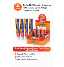 Derby N.78 Kontakt Yapıştırıcı 40 Gr Güçlü Genel Amaçlı Yapıştırıcı 4 Adet